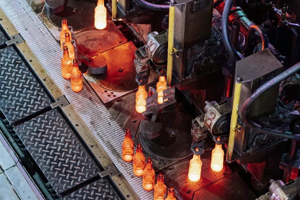 Wide view of a modern factory production floor